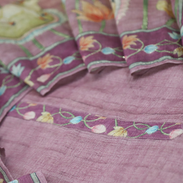 Kohinoor Mulberry Mauve Chanderi Top with Chanderi Dupatta
