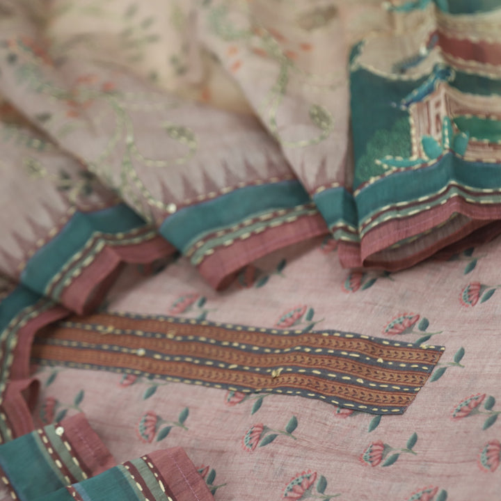 Kohinoor Coco Brown Floral Pichwai Print Chanderi Suit Set