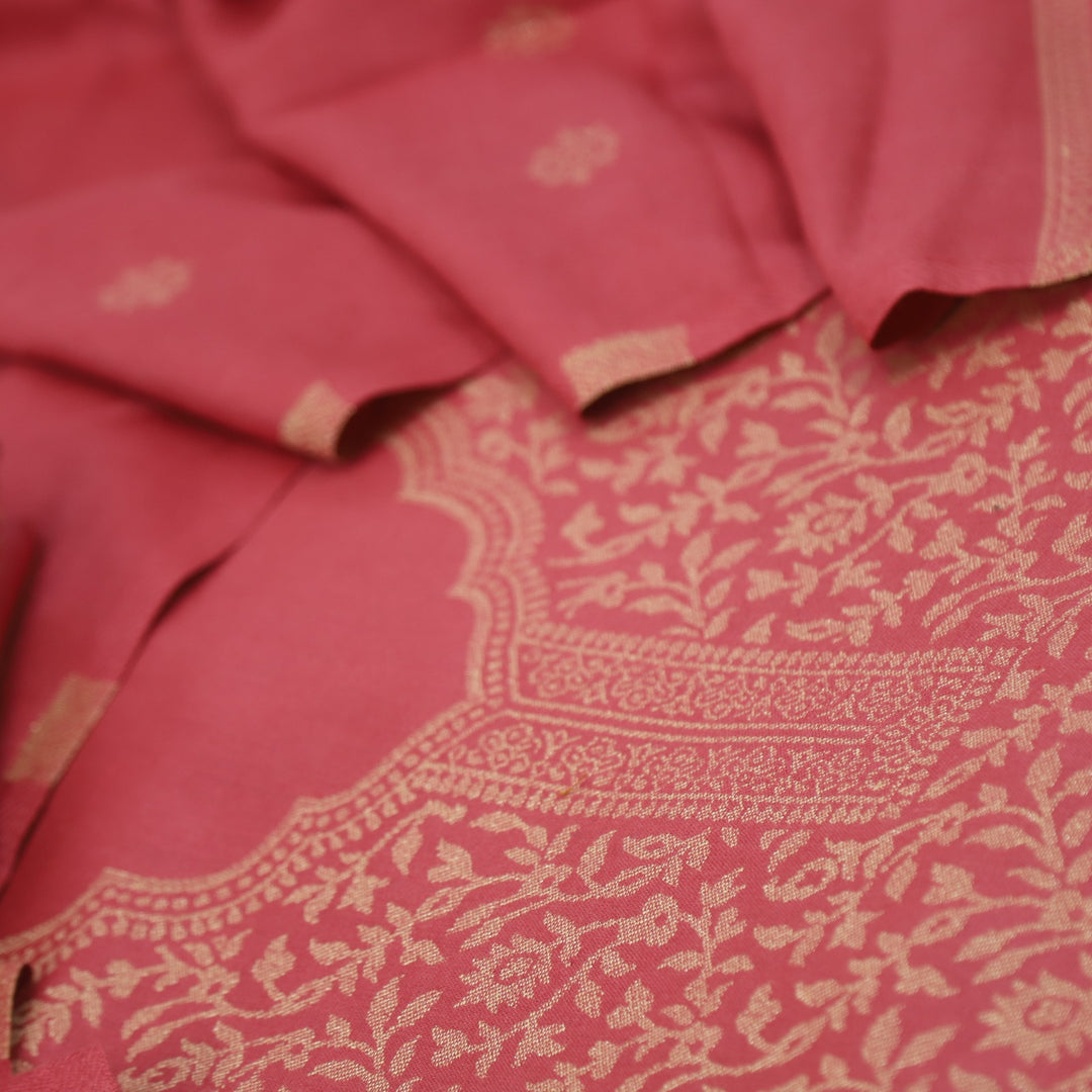 Deewani Blush Pink Zari Weaved Semi Pashmina Suit Set