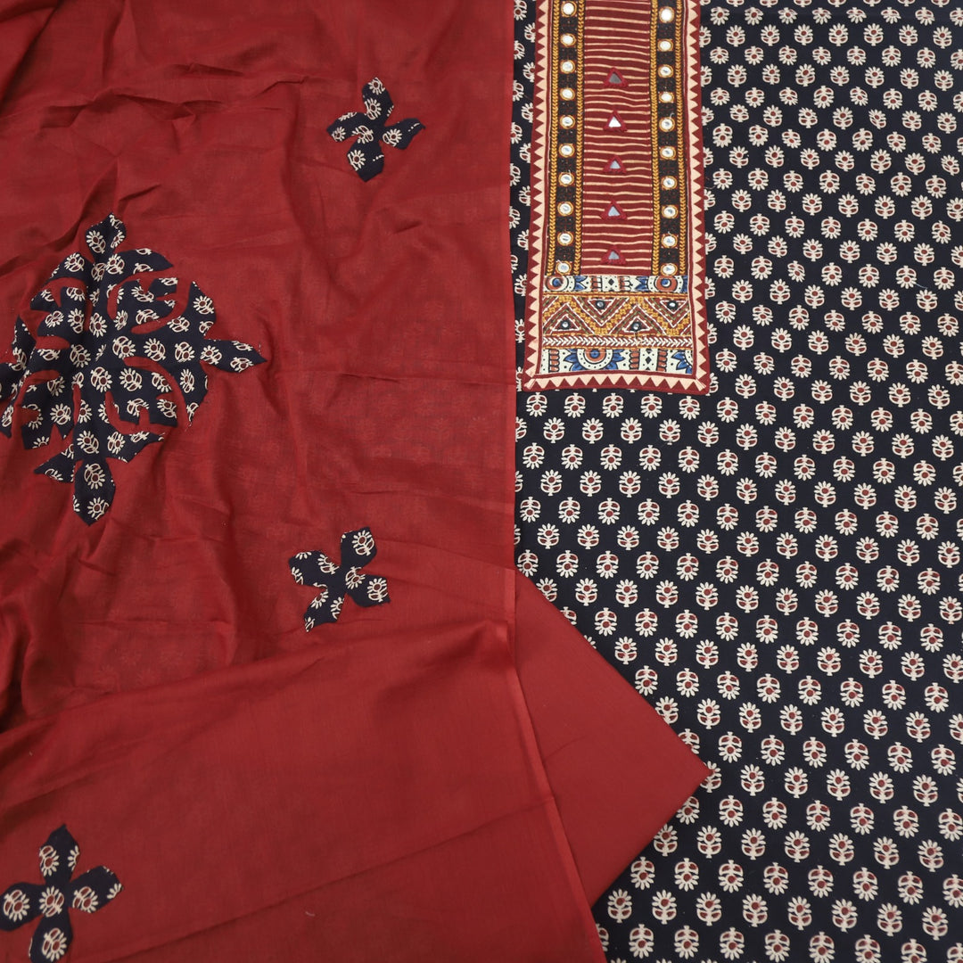 Khairiyat Leather Black Kutch Neck Inspired Neck Work Cotton Suit Set