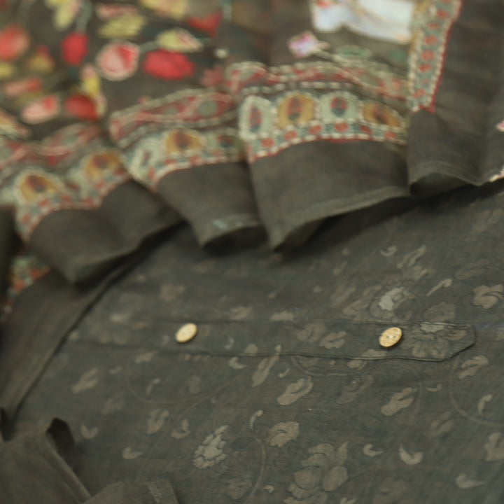 Kohinoor Dark Olive Green Digital Pichwai Print Chanderi Suit Set