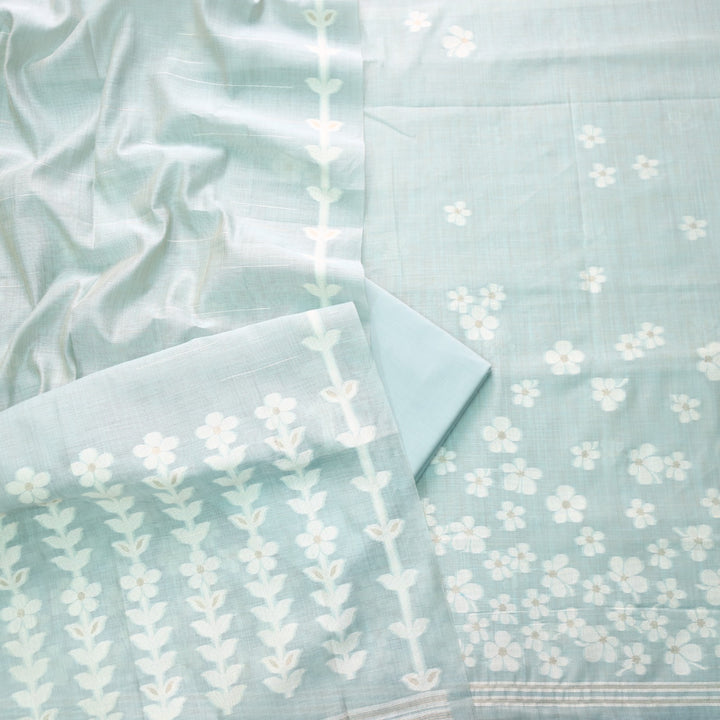 Jannat Baby Blue Authentic Jamdani Top and Jamdani Dupatta
