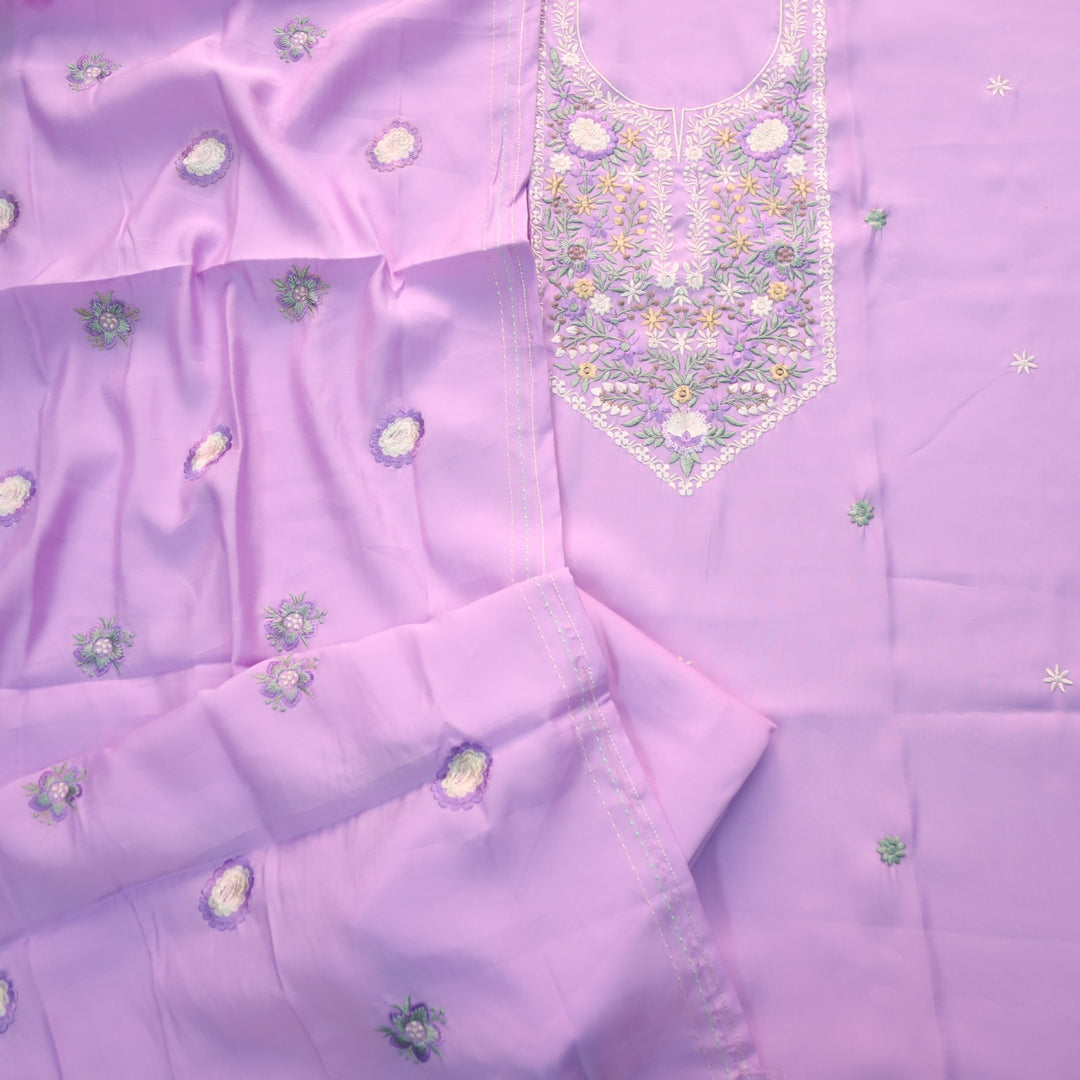 Afreen Lavender Purple Thread Embroidery Neck Work Modal Suit Set