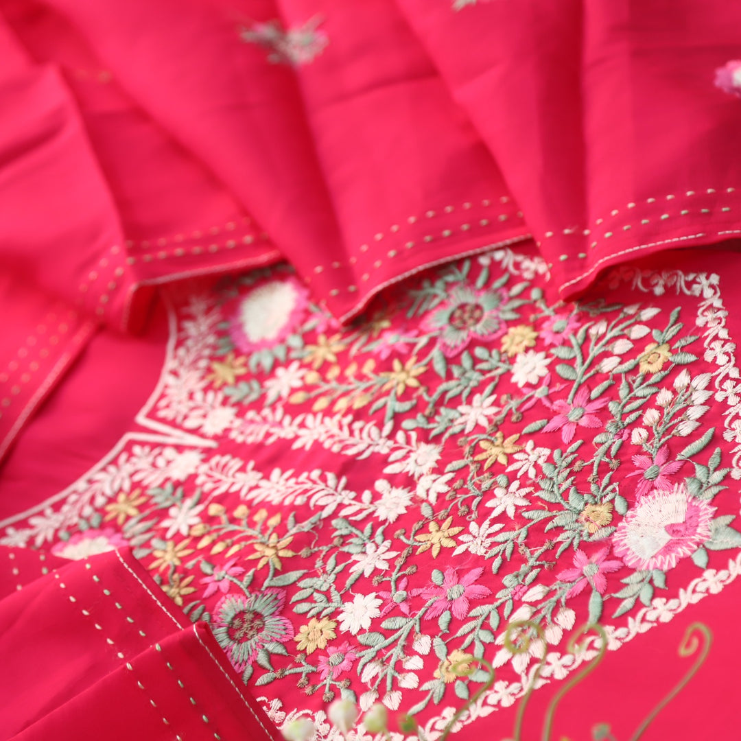 Afreen Rani Pink Thread Embroidery Neck Work Modal Suit Set