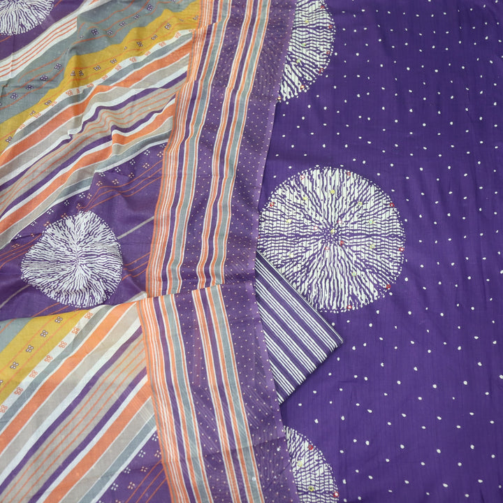 Riwayaat Violet Purple Mirror Work Printed Cotton Suit Set