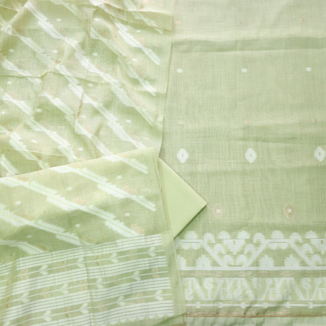 Jannat Fern Green Authentic Jamdani Top and Jamdani Dupatta