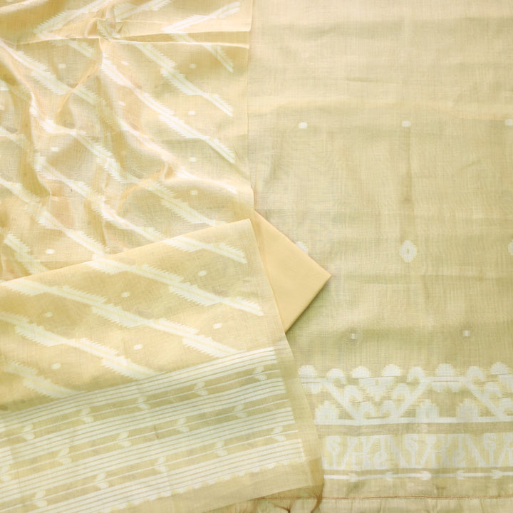 Jannat Bean Yellow Authentic Jamdani Top and Jamdani Dupatta