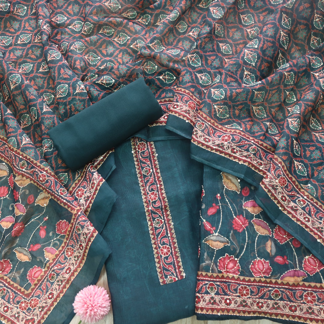 Kohinoor Sacramento Green Digital Pichwai Print Chanderi Suit Set