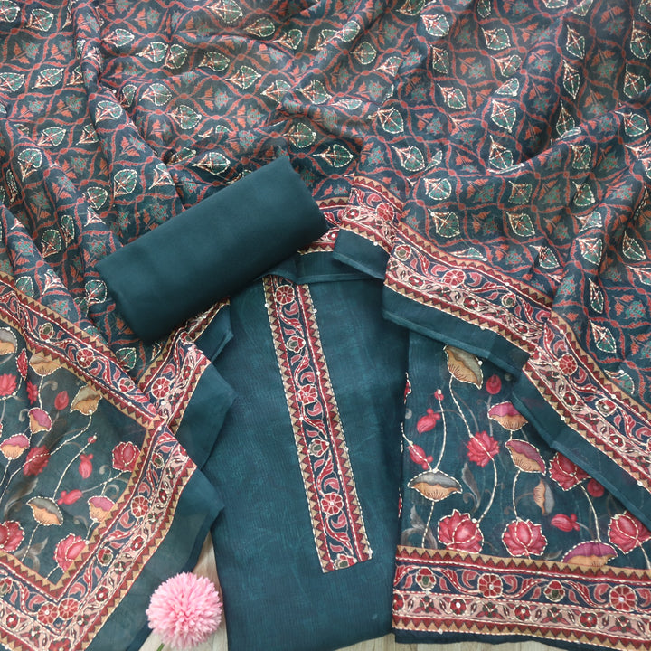 Kohinoor Sacramento Green Digital Pichwai Print Chanderi Suit Set