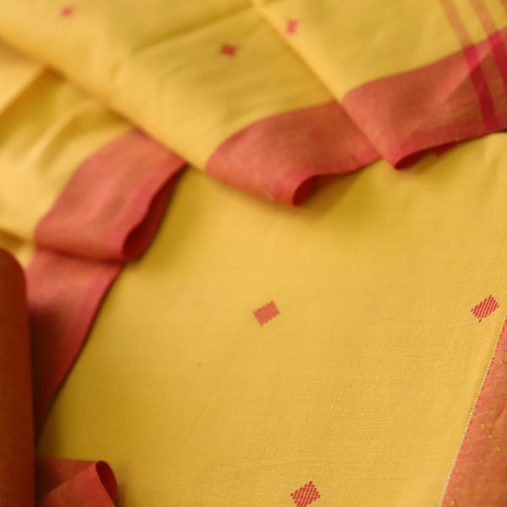 Madhubala Dijon Yellow Thread Weaved Handloom Cotton Suit Set