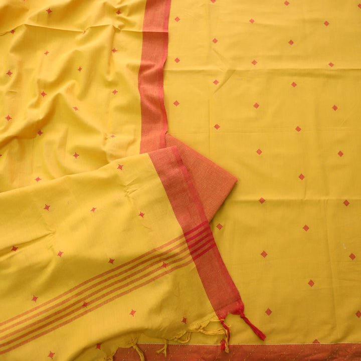 Madhubala Dijon Yellow Thread Weaved Handloom Cotton Suit Set