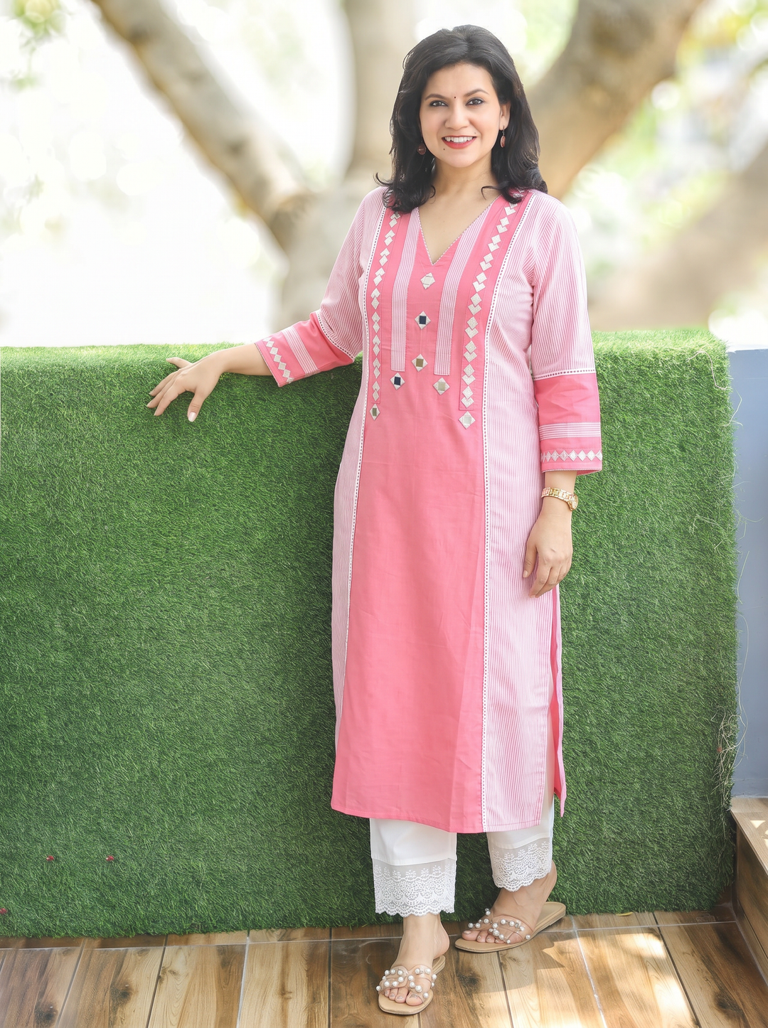 Sanj Bubblegum Pink South Cotton Kurti