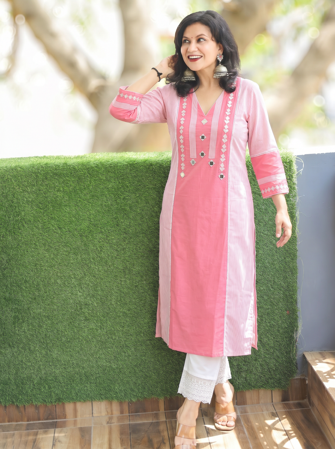 Sanj Bubblegum Pink South Cotton Kurti