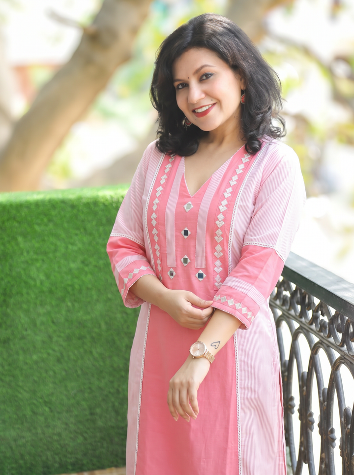 Sanj Bubblegum Pink South Cotton Kurti