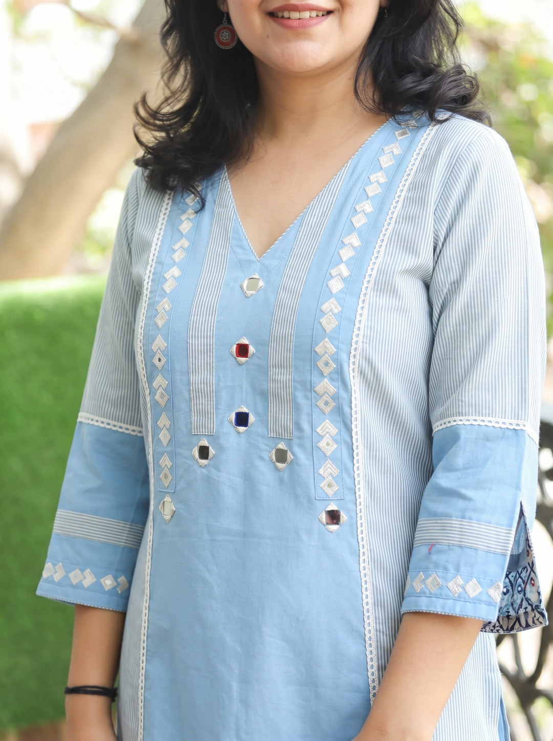 Sanj Powder Blue South Cotton Kurti