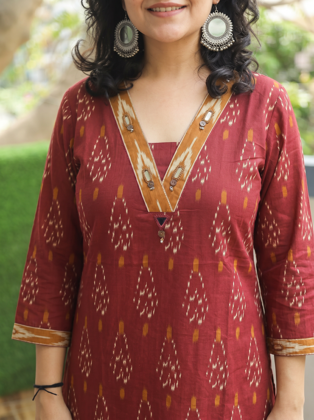 Shrivali Burnt Rust Ikkat Cotton 3 Piece Set