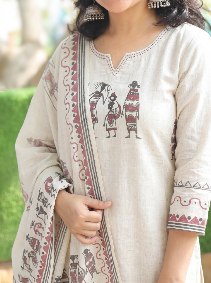 Jalebi Off-White Figure Cotton 3 Piece Set