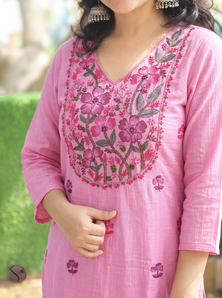 Elisha Tulip Orchid Kolkata Hand Embroidered Set