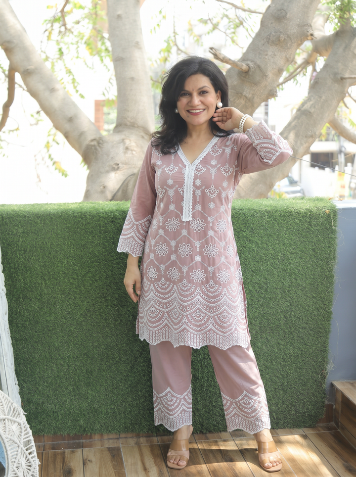 Nadia Tan Choco Embroidered Cotton Co-ord Set
