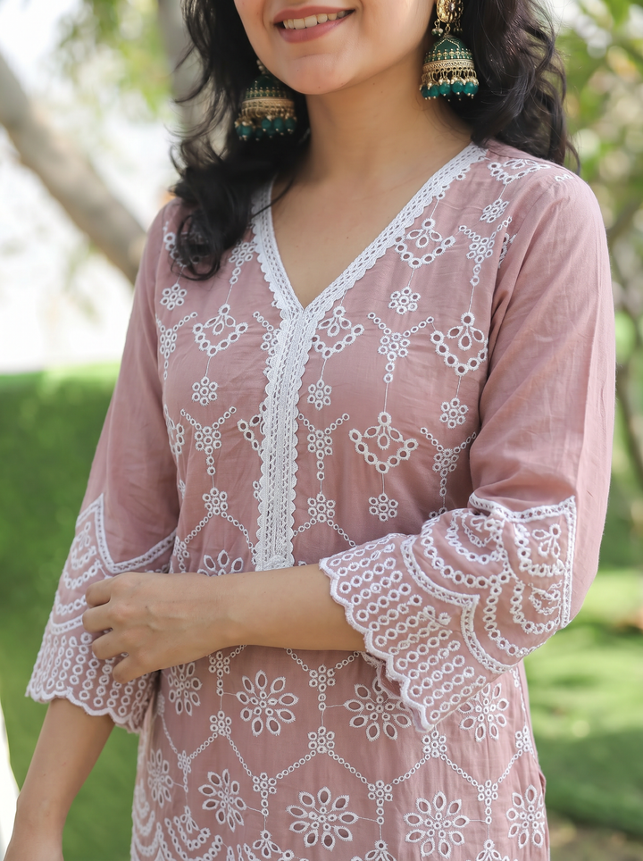 Nadia Tan Choco Embroidered Cotton Co-ord Set