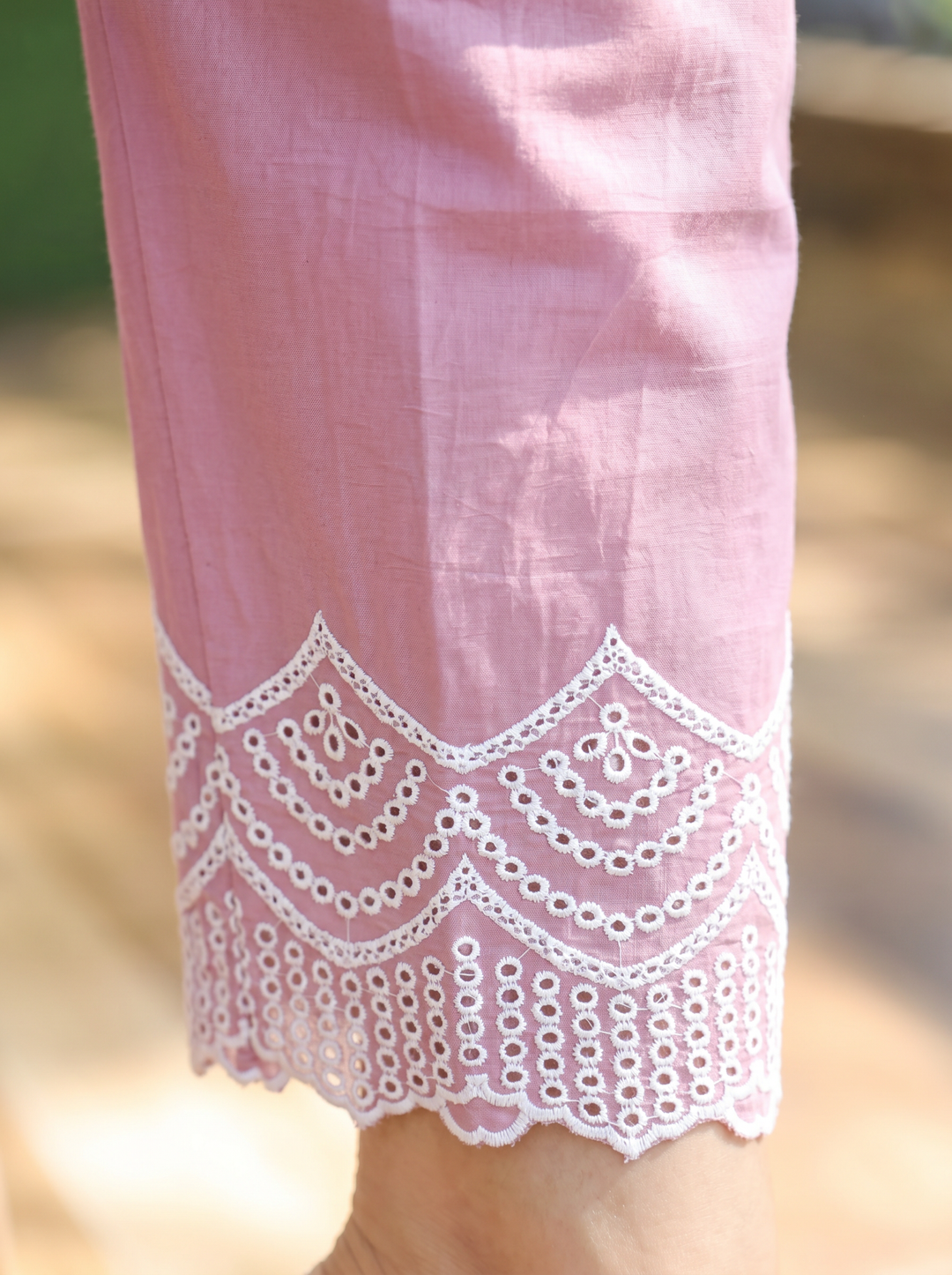 Nadia Helio Mauve Embroidered Cotton Co-ord Set