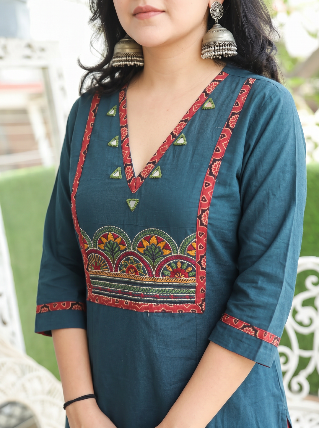 Alina Cerulean Teal Mirror Work 3 Piece Set