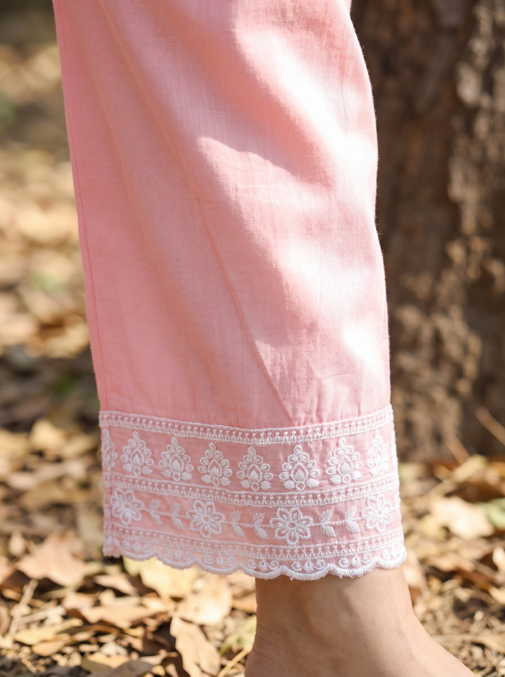 Millie Coral Peach Anarkali Mul Cotton 3 Piece Set
