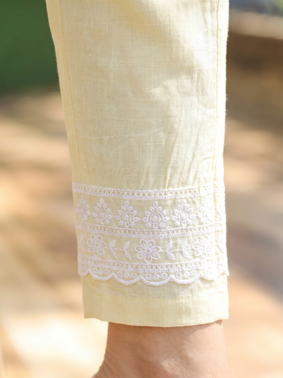 Millie Cream White Anarkali Mul Cotton 3 Piece Set