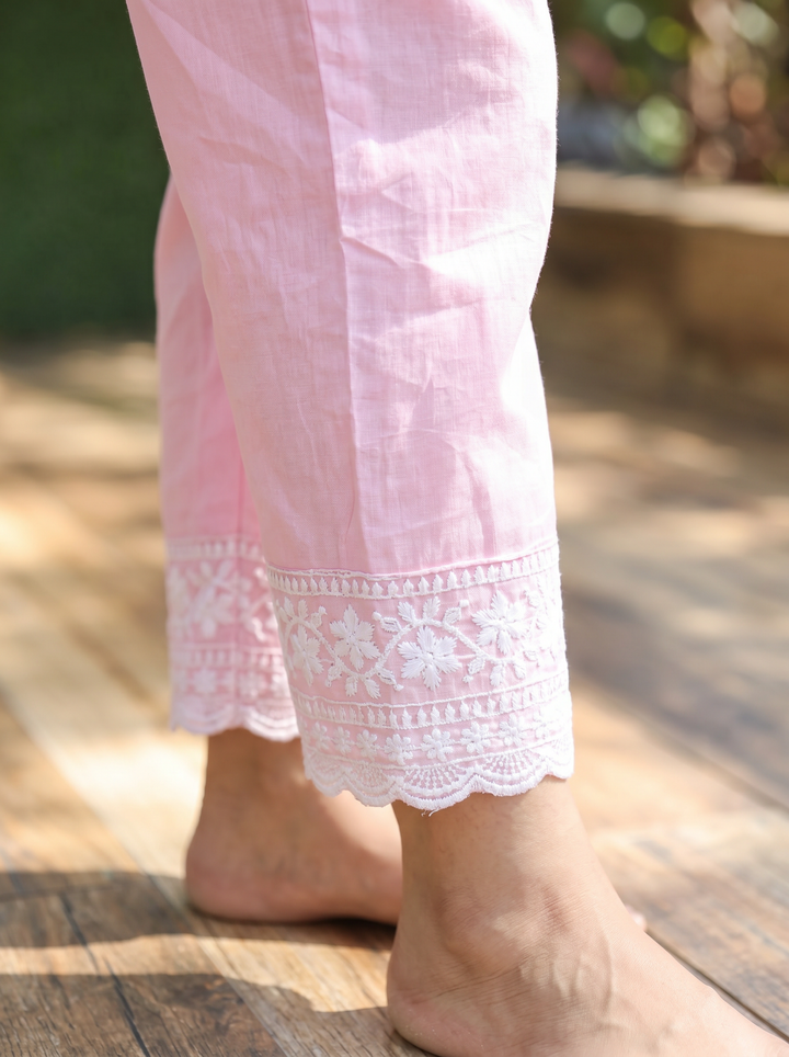 Himani Baby Pink Embroidered Mul Cotton 3 Piece Set