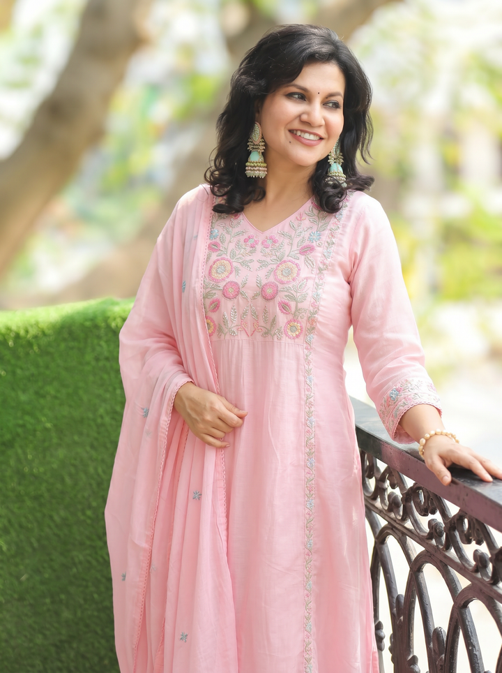 Gracy Candy Pink Embroidered 3 Piece Set