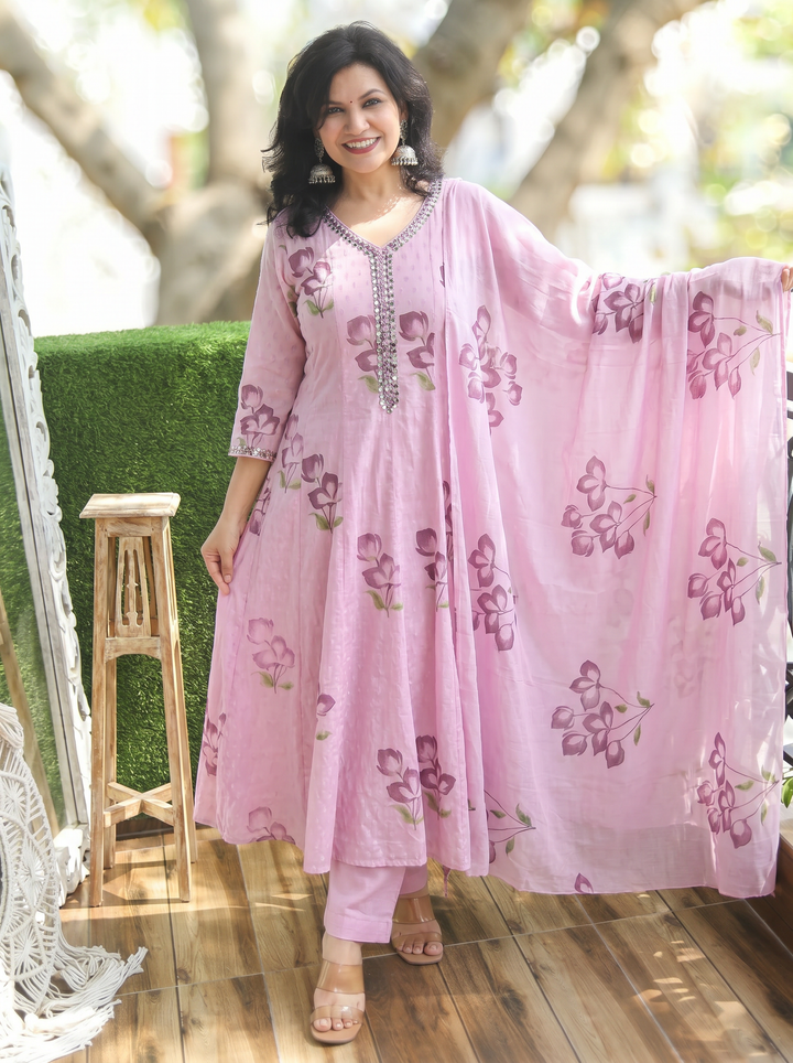 Bella Lavender Floral Mul Cotton 3 Piece Set
