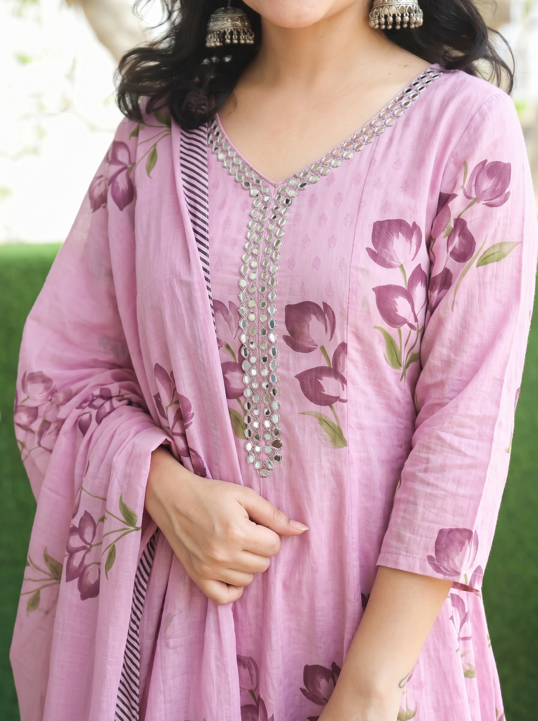 Bella Lavender Floral Mul Cotton 3 Piece Set