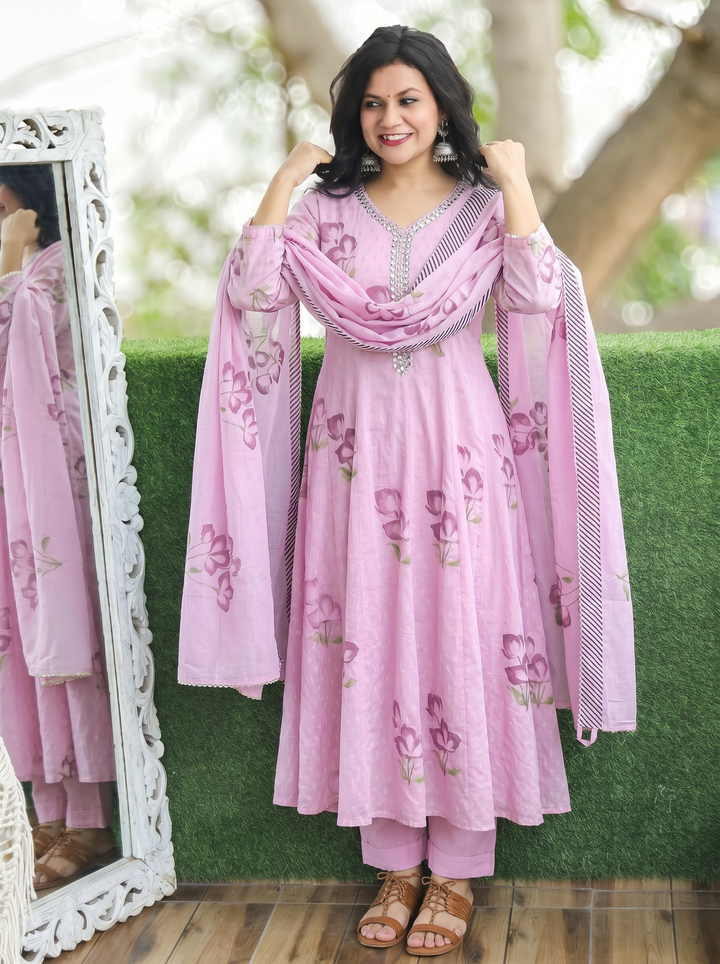 Bella Lavender Floral Mul Cotton 3 Piece Set