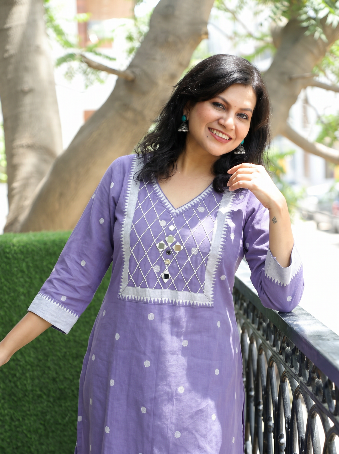 Arupriya Lilac Hand Woven South Cotton Kurti