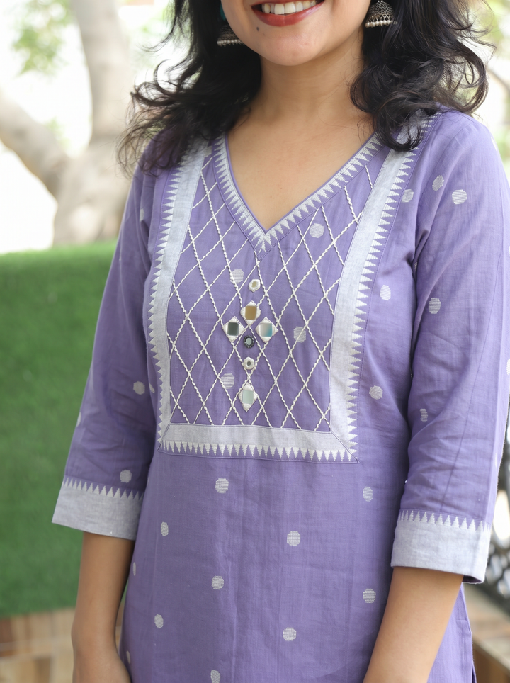 Arupriya Lilac Hand Woven South Cotton Kurti