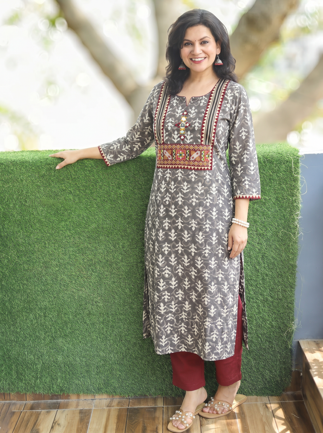 Gauri Kashish Kutch Mirror Dabu Cotton Kurti