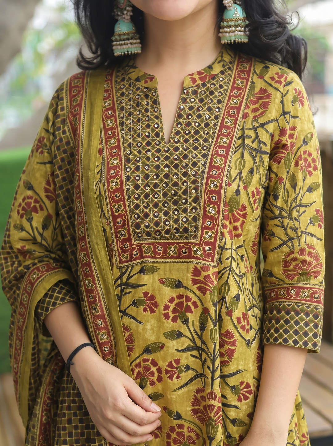 Sakshi Yellow Zari Work Cotton 3 Piece Set