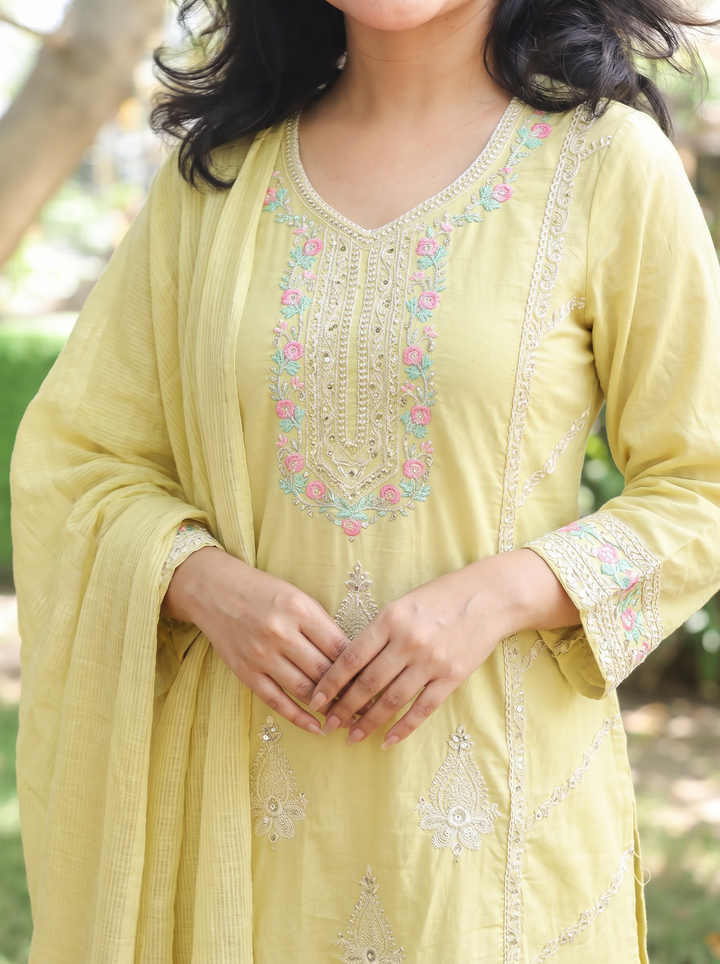 Surbhi Mohito Mint Embroidered Mul Cotton Set