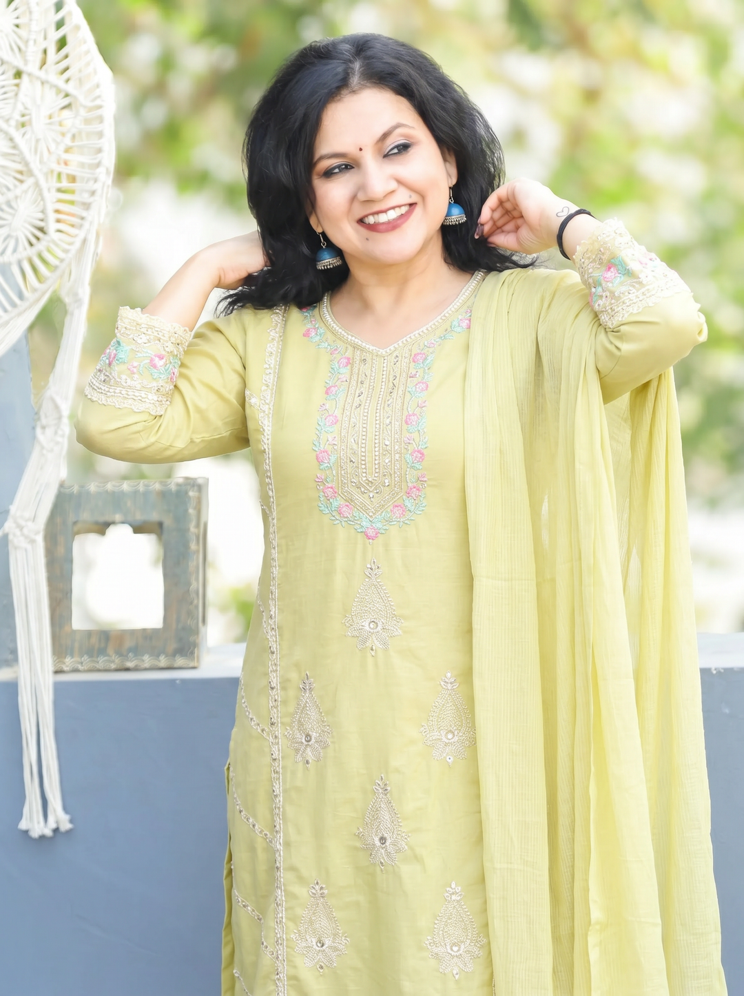 Surbhi Mohito Mint Embroidered Mul Cotton Set