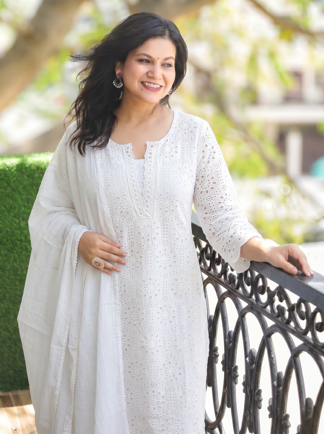 Hans Safed Schiffli Cotton 3 Piece Set