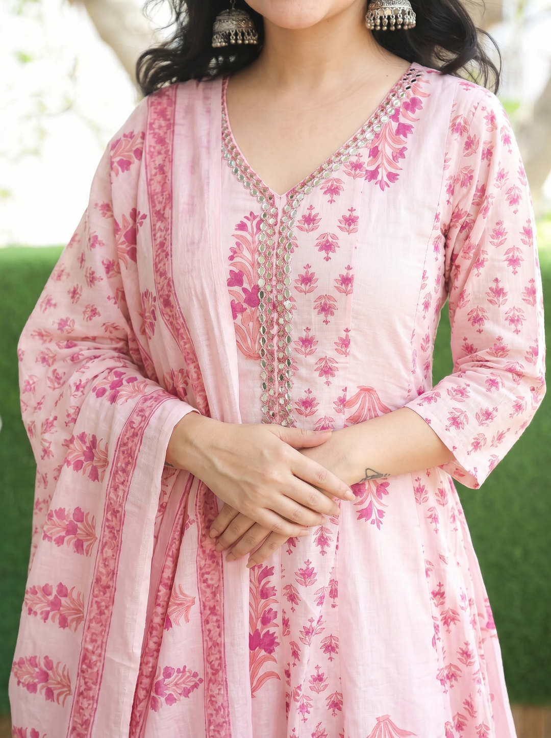 Bella Petal Pink Patra Mul Cotton 3 Piece Set