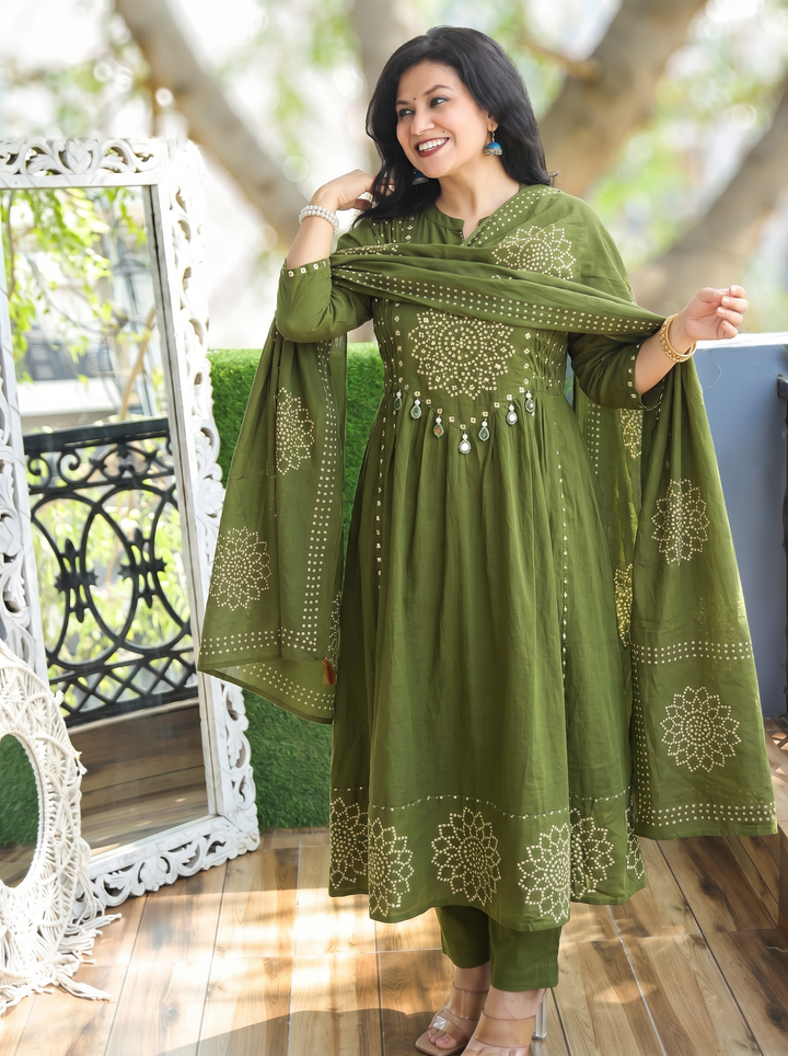 Tanushi Green Bandani Cotton 3 Piece Set