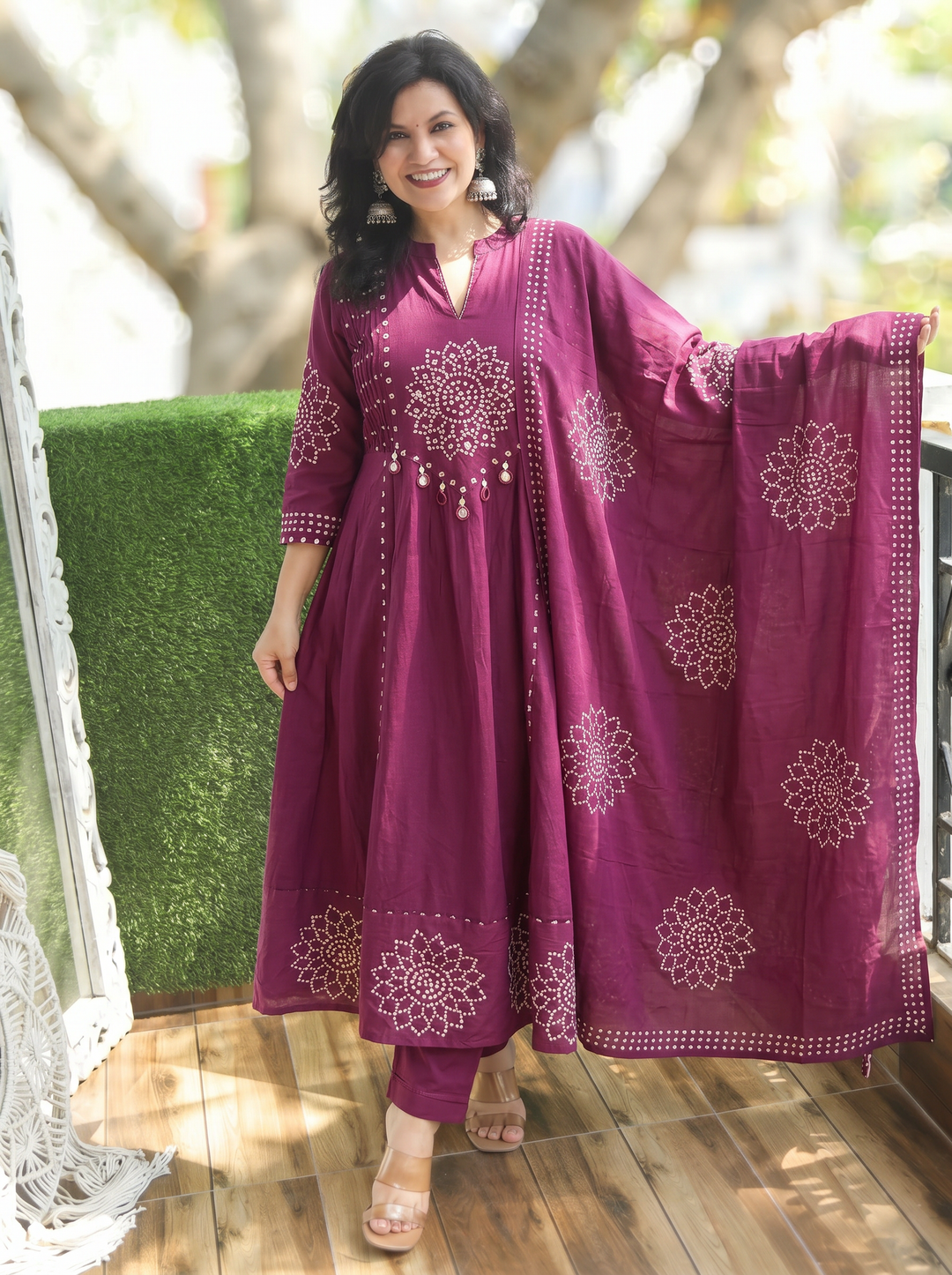 Tanushi Wine Purple Bandani Cotton 3 Piece Set