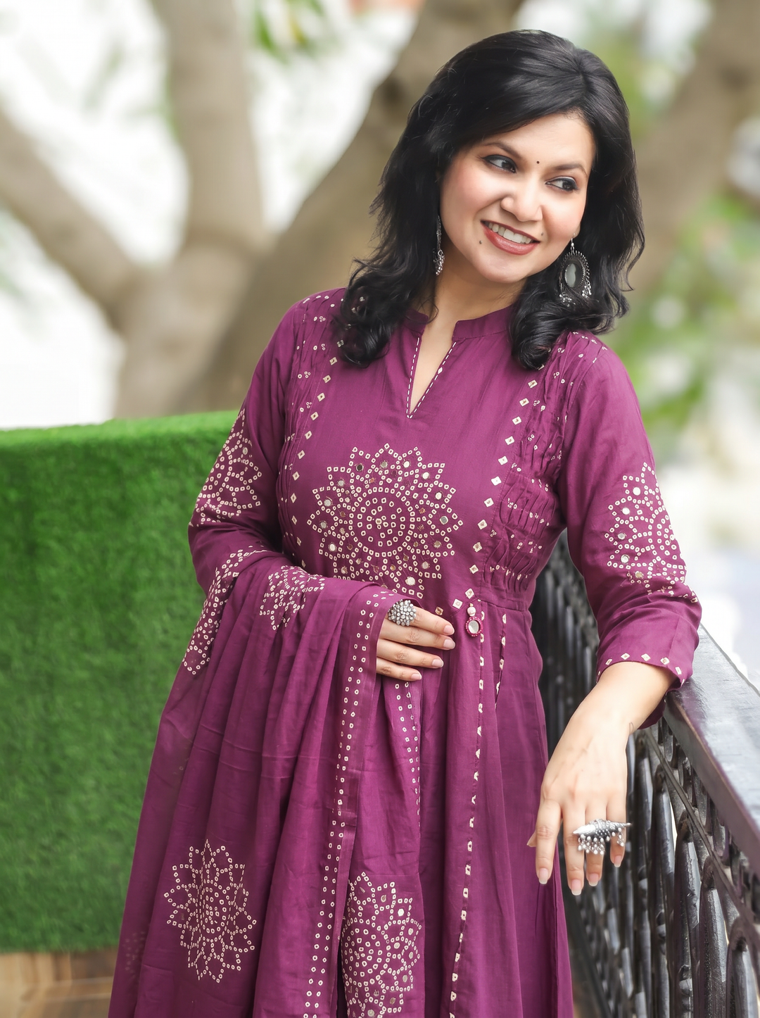 Tanushi Wine Purple Bandani Cotton 3 Piece Set