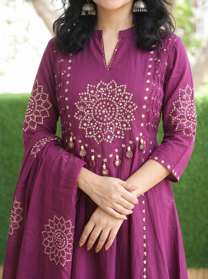 Tanushi Wine Purple Bandani Cotton 3 Piece Set