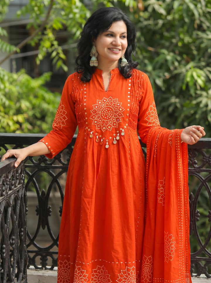 Tanushi Orange Bandani Cotton 3 Piece Set