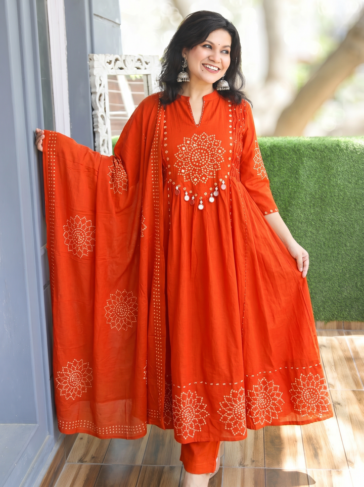 Tanushi Orange Bandani Cotton 3 Piece Set