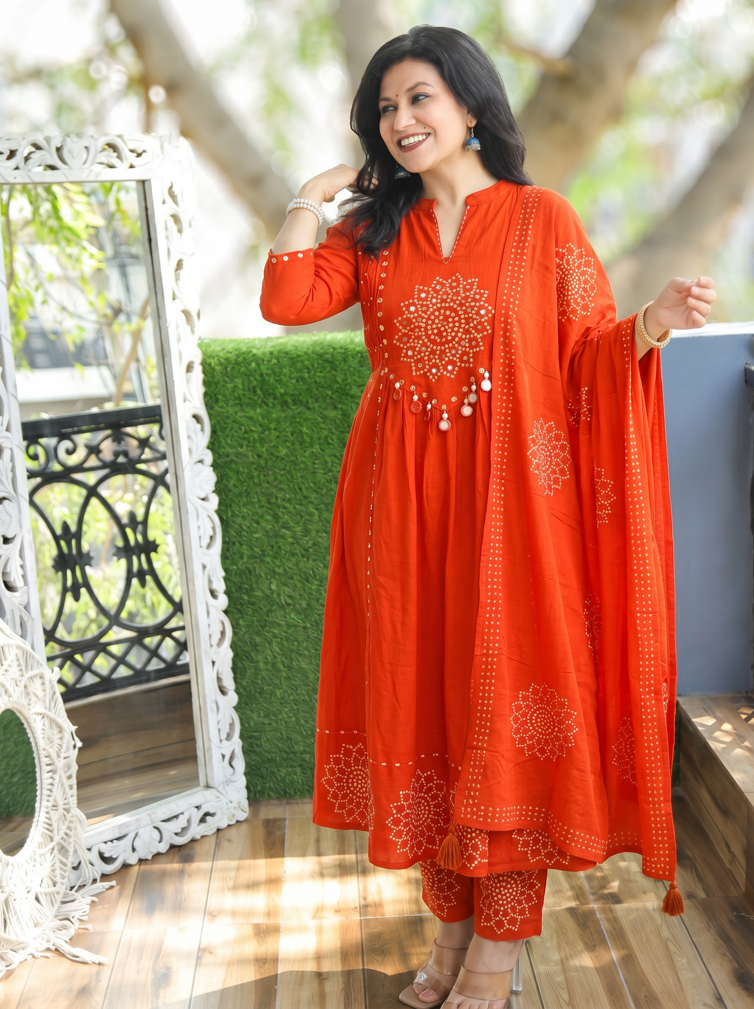 Tanushi Orange Bandani Cotton 3 Piece Set