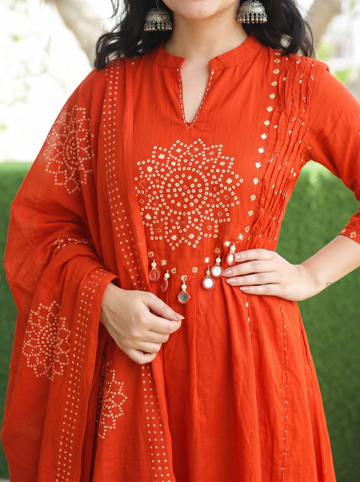 Tanushi Orange Bandani Cotton 3 Piece Set