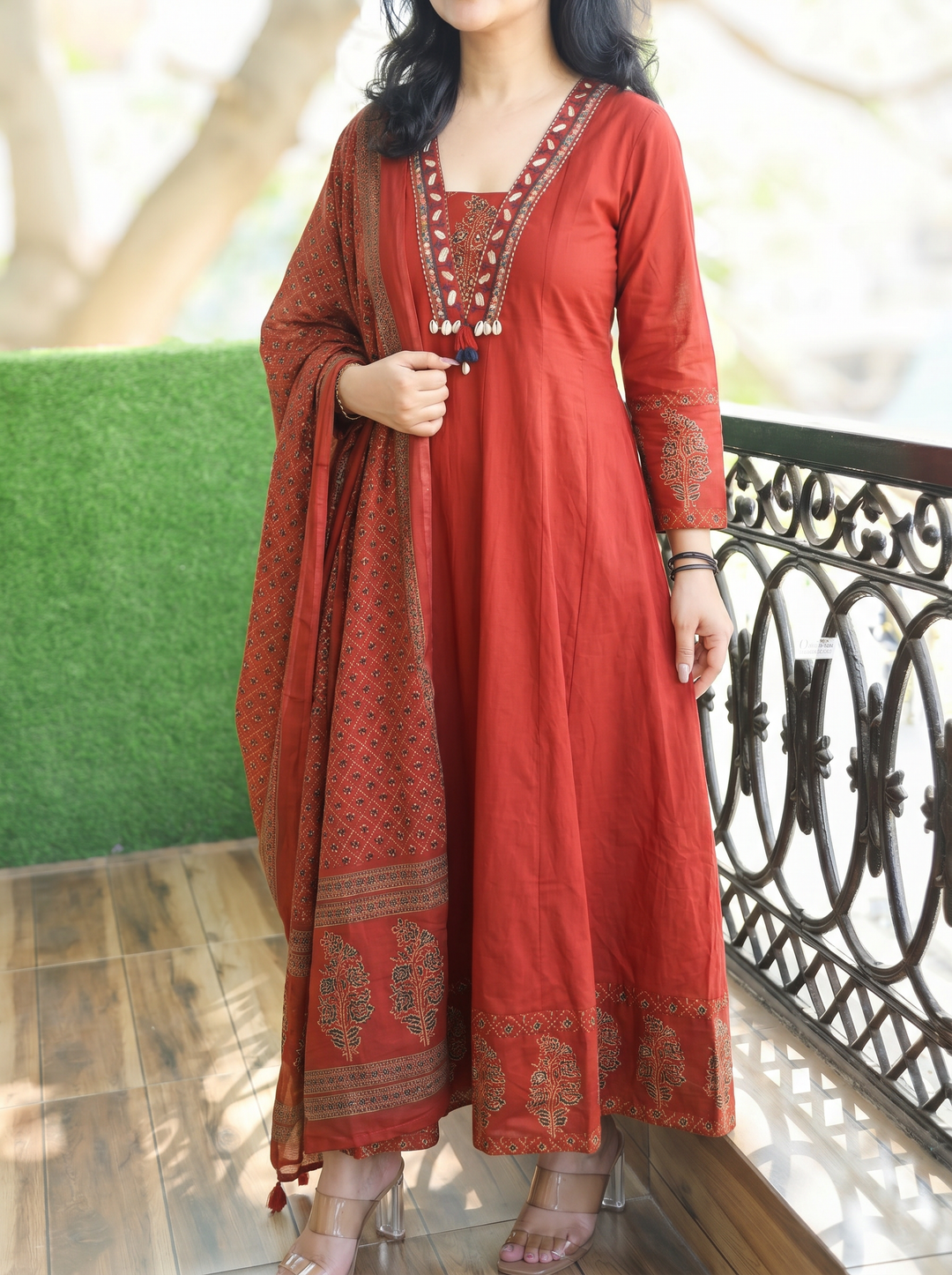 Anupriya Maroon Mirror Work Cotton 3 Piece Set